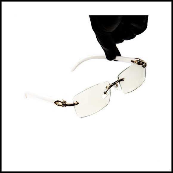 Retro Rimless Clear Lens Rectangular Gold Frame Unisex Hip Hop Eyewear main image 5